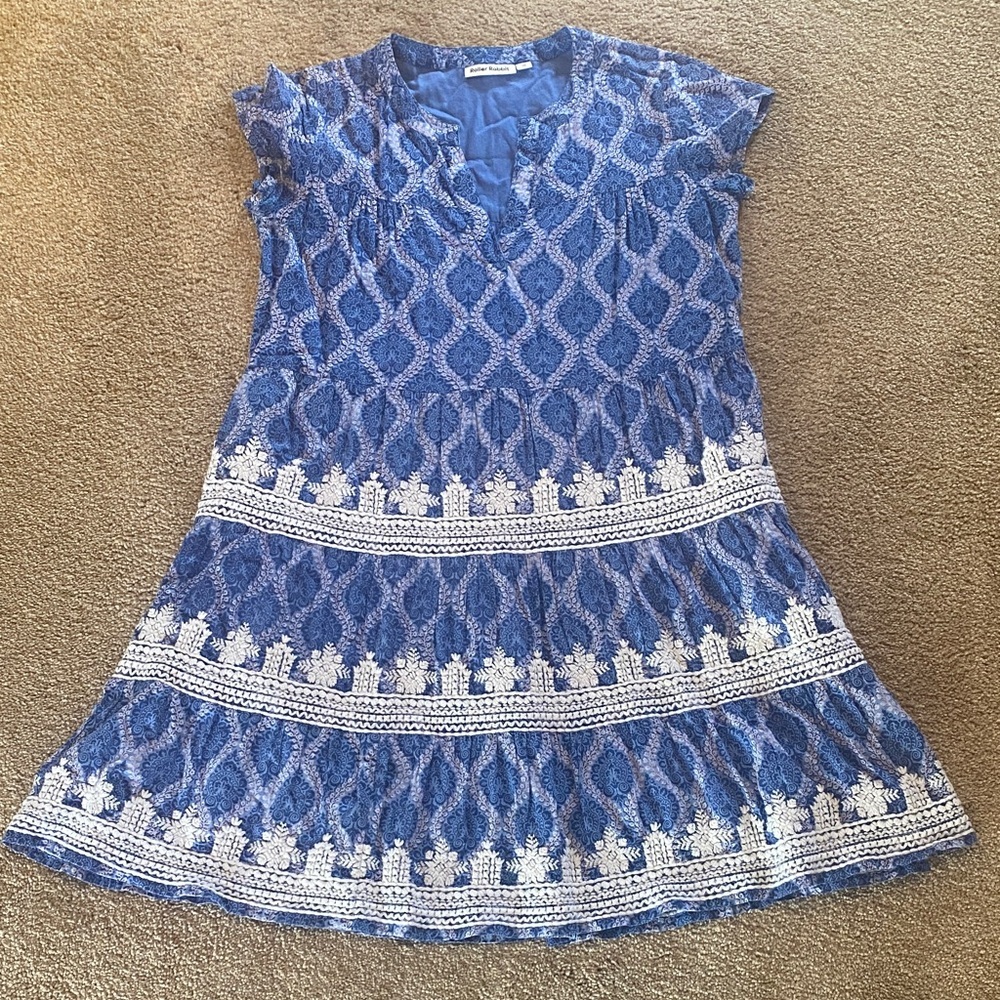 Roller Rabbit Blue and White Embroidered Mini Dress